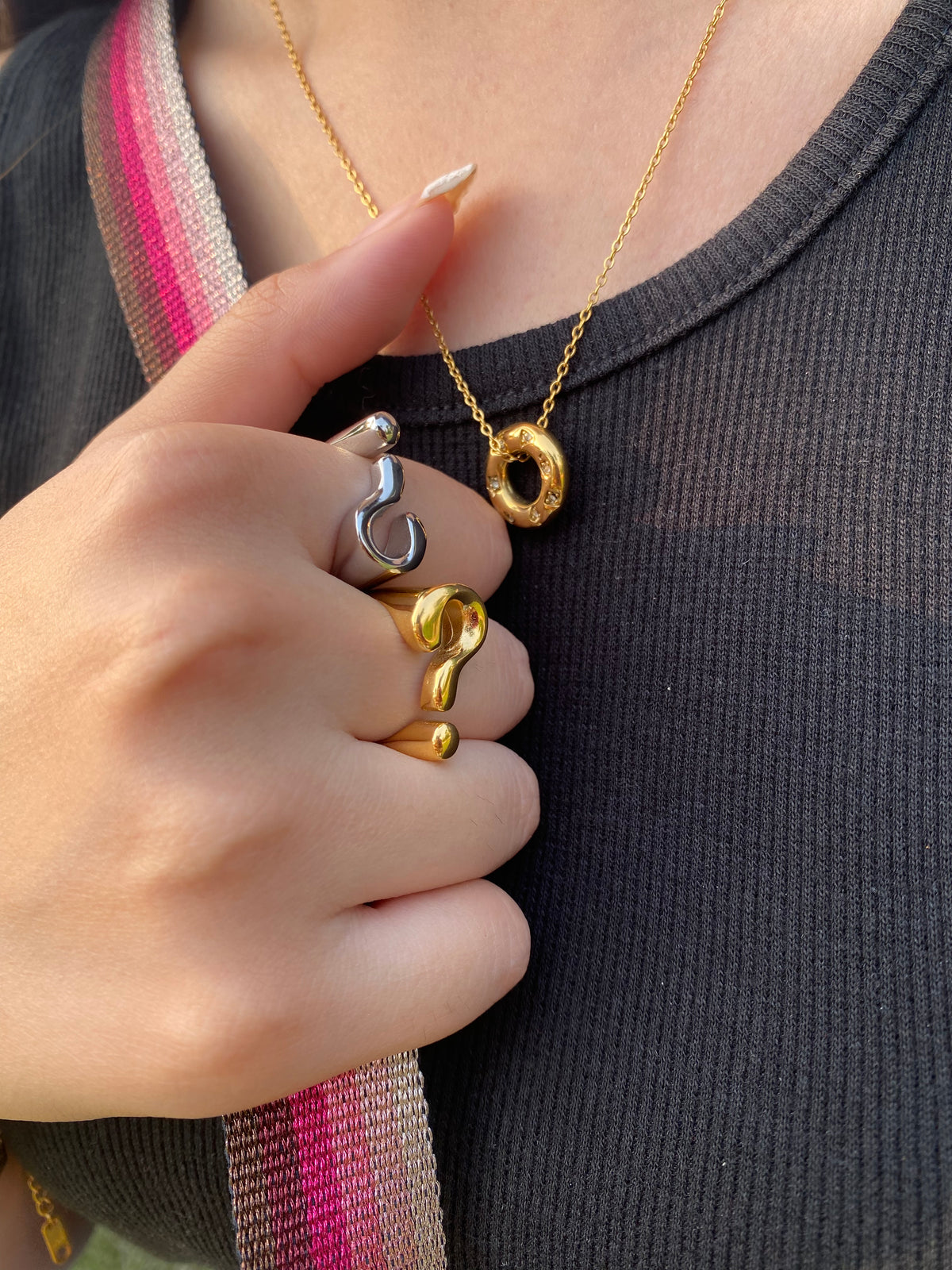 Ring Inverted Question Hallmark Question Mark Ring (Gold)