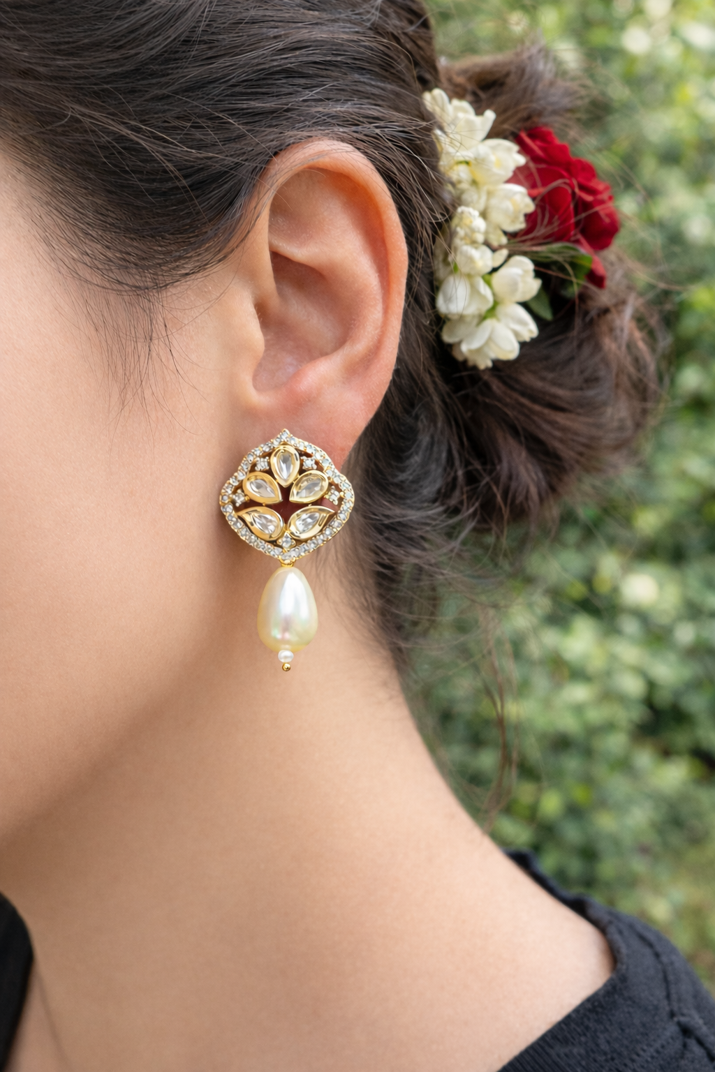 Moon Bloom Pearl Earrings