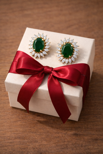 Emerald Halo Studs
